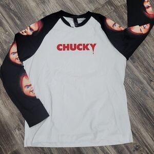 New Long Sleeve Chucky T-Shirt Wht/Blksz XL